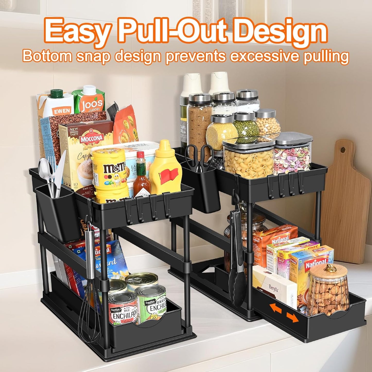 JPart Under Sink Organizer - 2-Tier Kitchen & Bathroom Storage with Sliding Drawers | Durable Design, 2 Pack