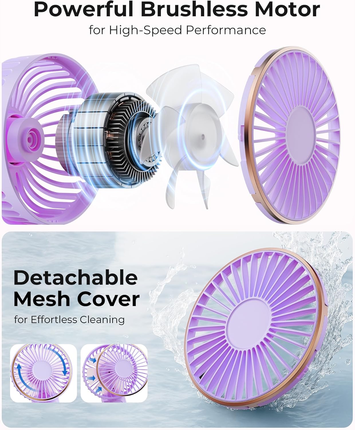TUNISE Portable Handheld Fan - 4000mAh Battery, 6 Speed Settings, USB Rechargeable & Adjustable