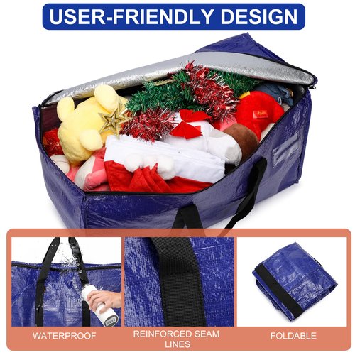 Cryster 6 Pack Moving Bags Heavy Duty, Extra Large Storage Totes Bag with Zippers and Sturdy Handles, Packing Bags for Moving, Storage, Travel, Space Saving, Moving Boxes College Essentials Blue