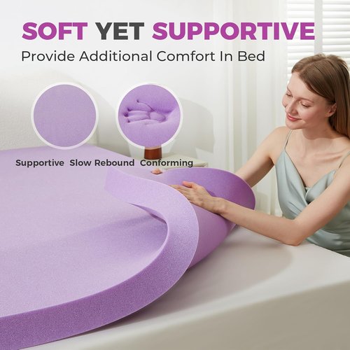 BDEUS Gel Memory Foam Mattress Topper - Soft, Ventilated Pressure Relief - Twin Size, CertiPUR-US Certified