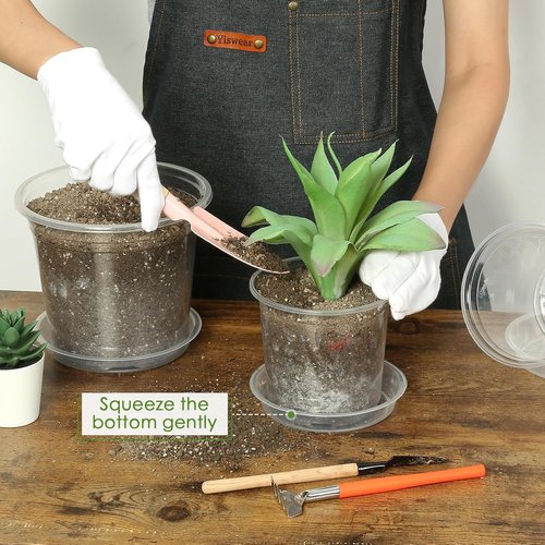 FUIJOL Clear Nursery Pots for Plants - 20 Pack with Drainage Holes | 4, 5, 6 & 7 Inch Sizes