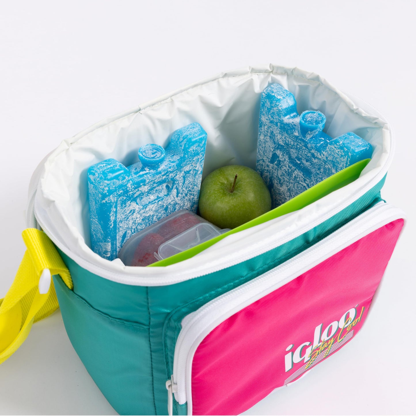 Igloo 90s Retro Collection Square Lunch Box Cooler with Front Pocket and Adjustable Strap, Insulated Leakproof Lunch Cooler Bag, Reusable Lunch Tote