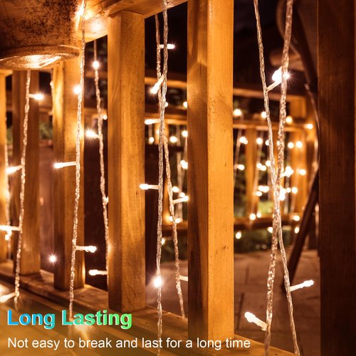 echosari 2 Pack Battery Operated String Lights, Total 26Ft 80 LED Fairy String Lights Clear Wire, Waterproof Fairy Lights for Indoor Outdoor Christmas Garden Wedding Party Decoration (Warm White)