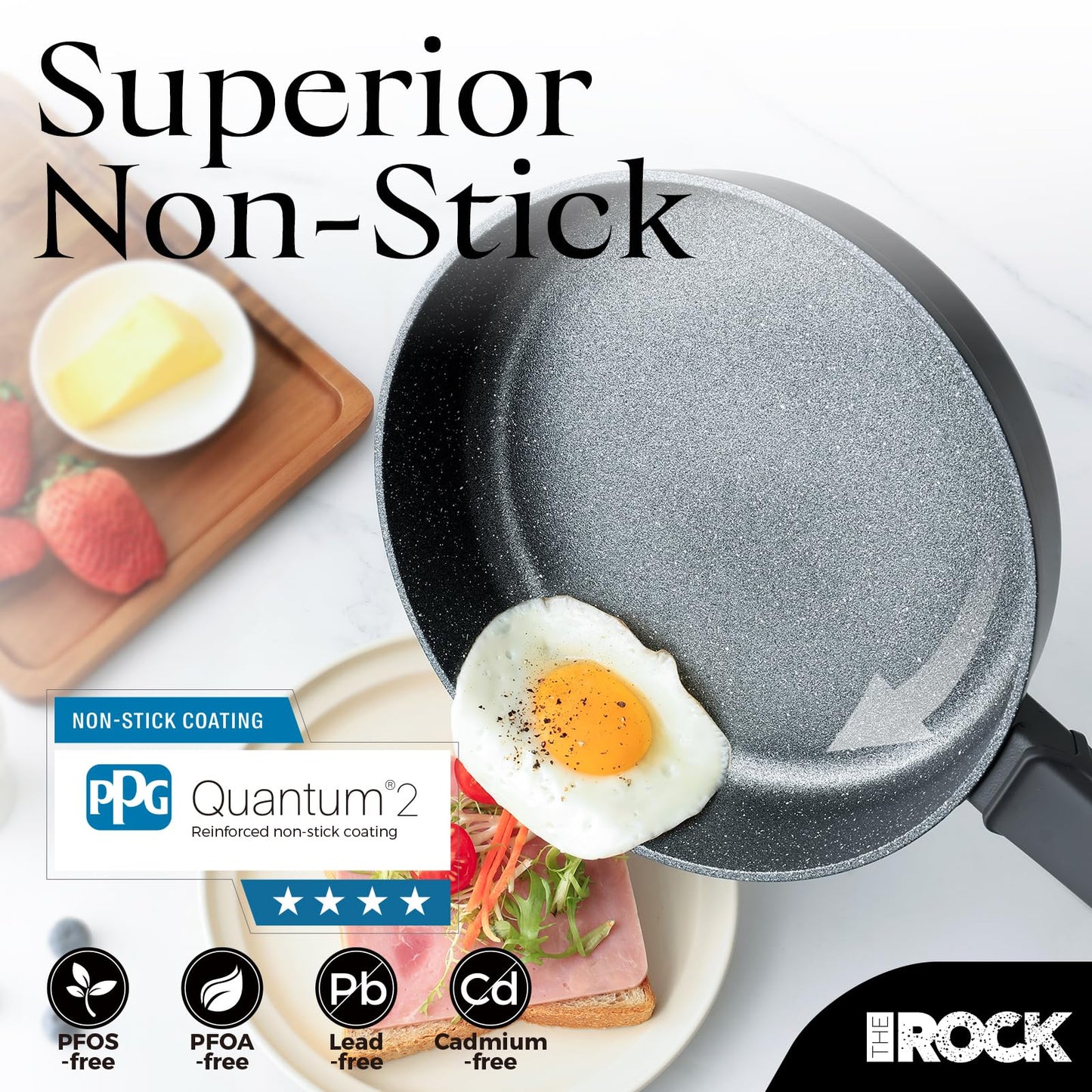 THE ROCK SOHO 15Pcs Cookware Set – Pots and Pans Set Non Stick with ROCK.TEC – Compact for Urban Kitchens, Nothing Sticks, Never Warps, Lasts Longer, Induction & Dishwasher Safe, Black
