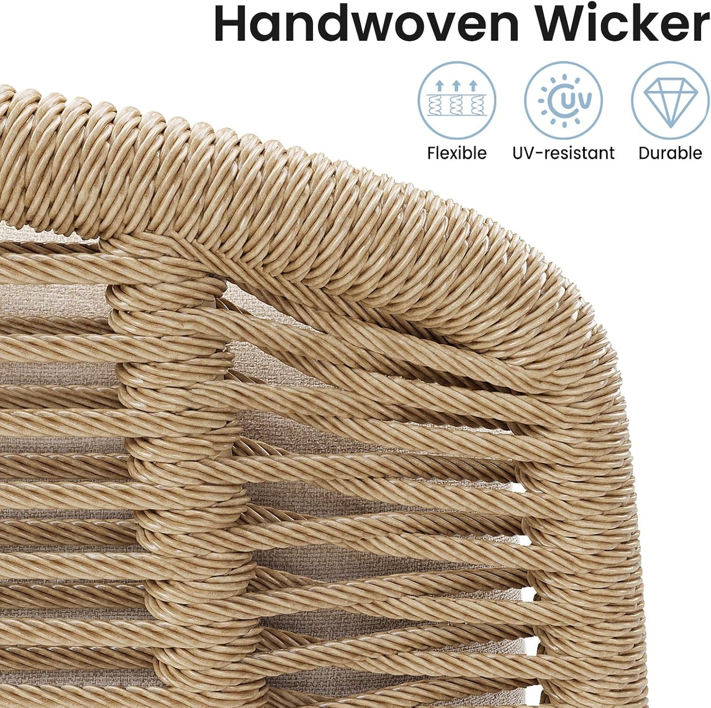 SWITTE Outdoor Rattan Rocking Papasan Chair - Handwoven Wicker with Cushion | Indoor Patio Lounge Chair - Cream
