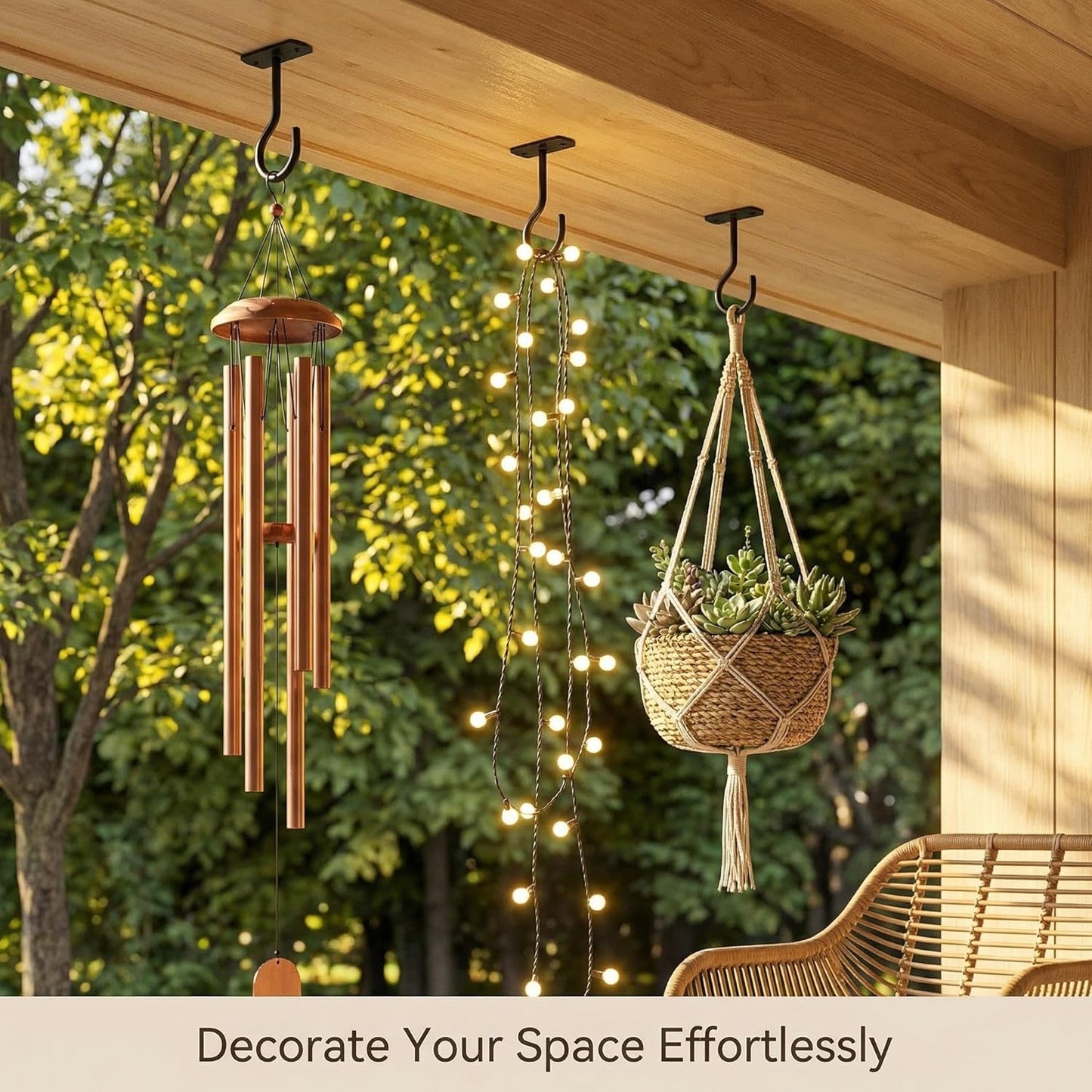 Skiennix Ceiling Hooks - 2-Pack 2.5-Inch Wall Hooks for Hanging Plants, Lights & Lanterns | Black