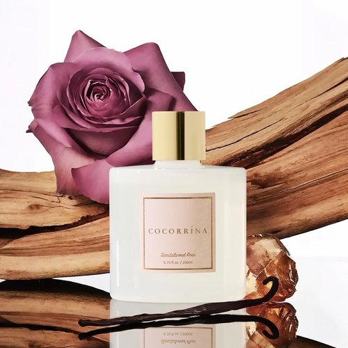 Cocorrína Premium Reed Diffuser Set - Sandalwood Rose with Preserved Baby's Breath | 6.7oz Home Fragrance Decor