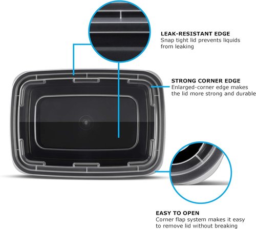 Freshware Meal Prep Containers - 1 Compartment Food Storage with Lids | BPA Free, Stackable, 28 oz, 50 Count
