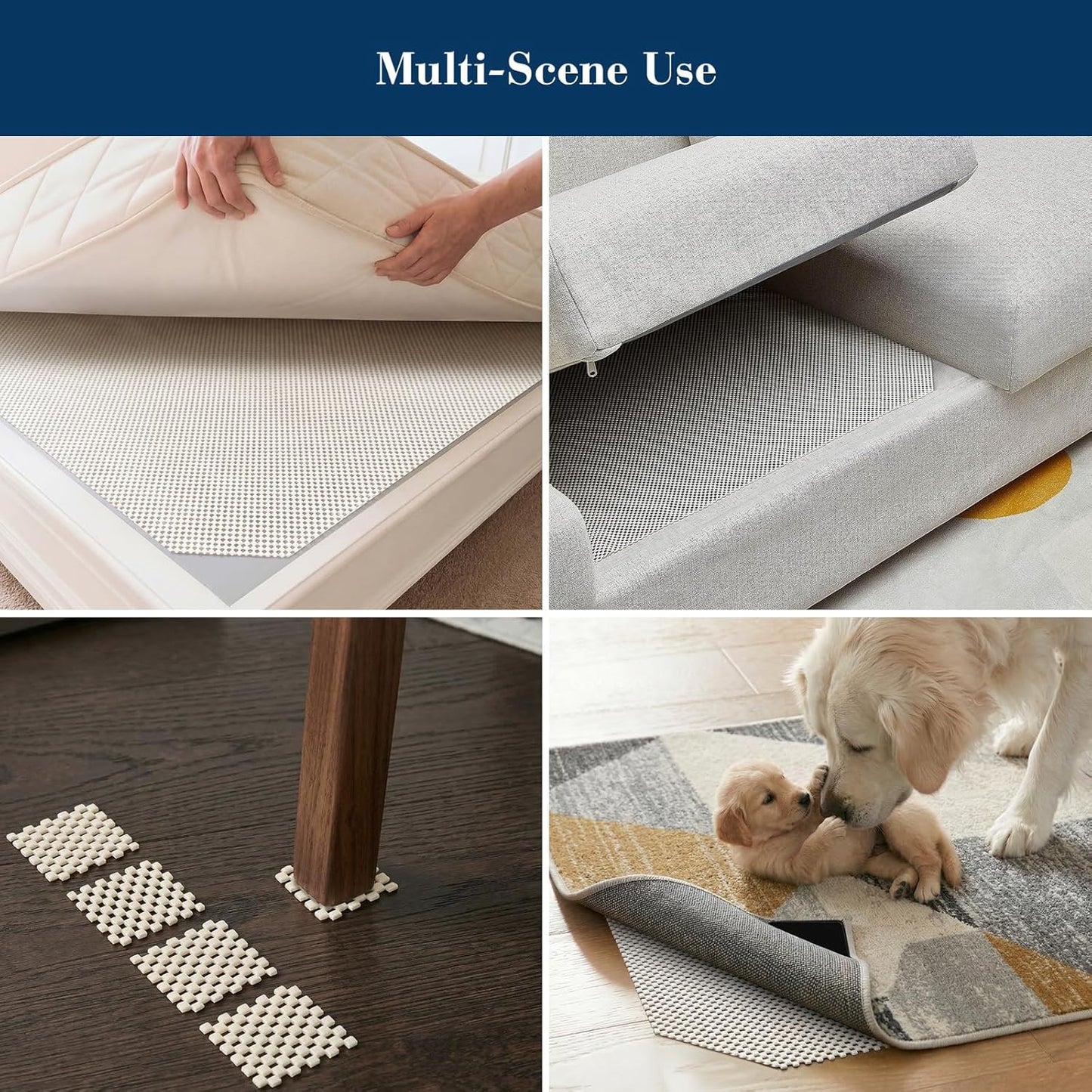 Veken Rug Gripper Pad - Non-Slip Cushion for Hardwood & Tile Floors | 8 Pcs, 2x3 Ft Anti-Skid Mat
