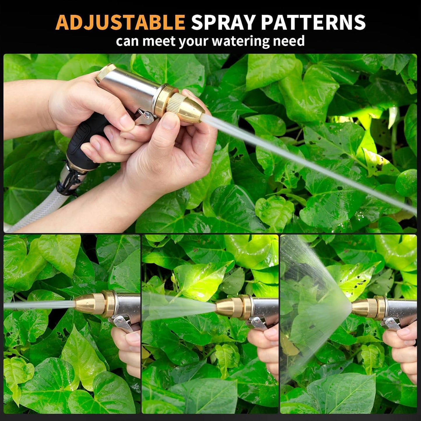 Skiennix Heavy Duty Metal Hose Nozzle - Adjustable Spray Patterns for Efficient Watering & Washing