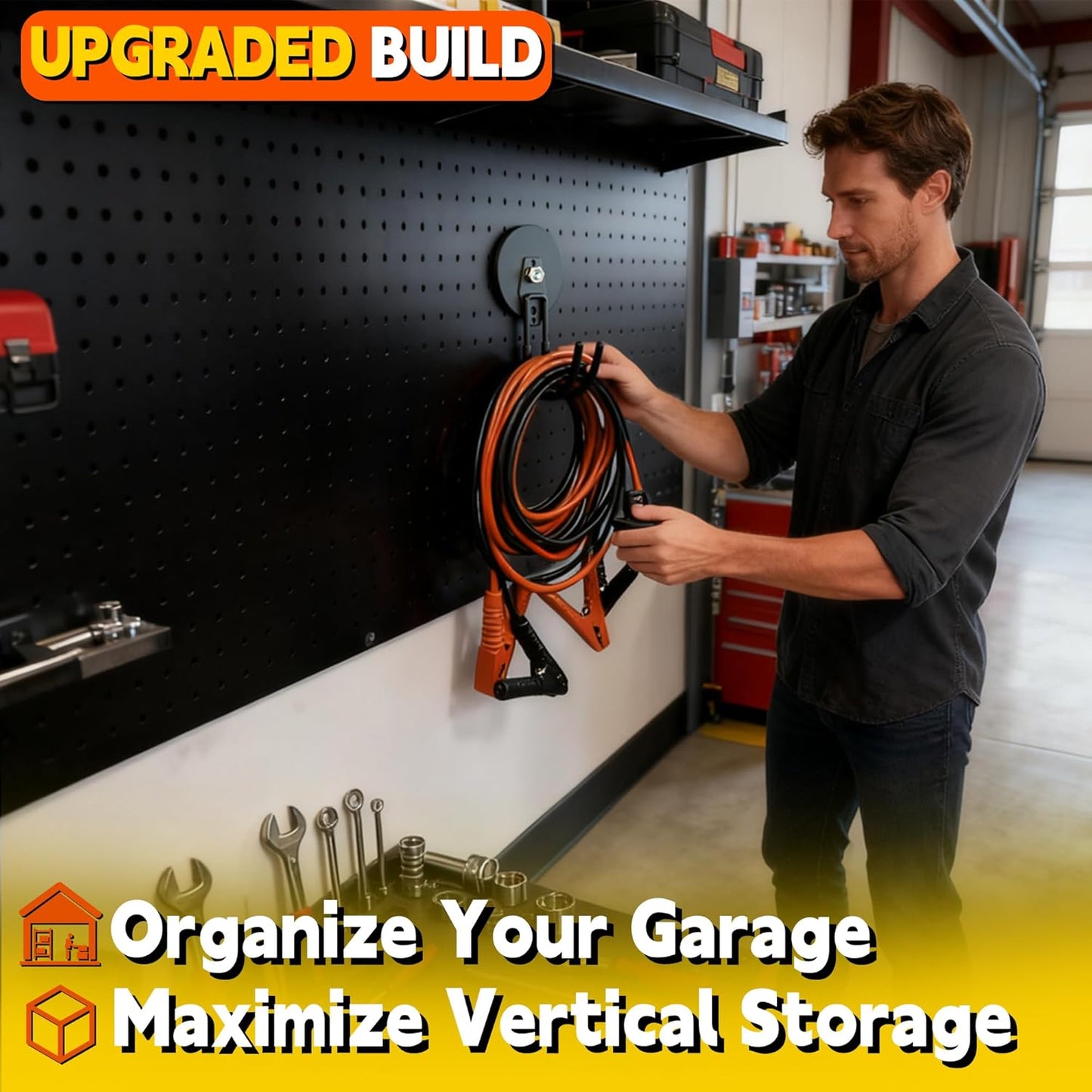 ULIBERMAGNET Extra Large Magnetic Hooks - Heavy Duty 2 Pack for Garage, RV & Tool Shed (Black, 3.46 Inch)