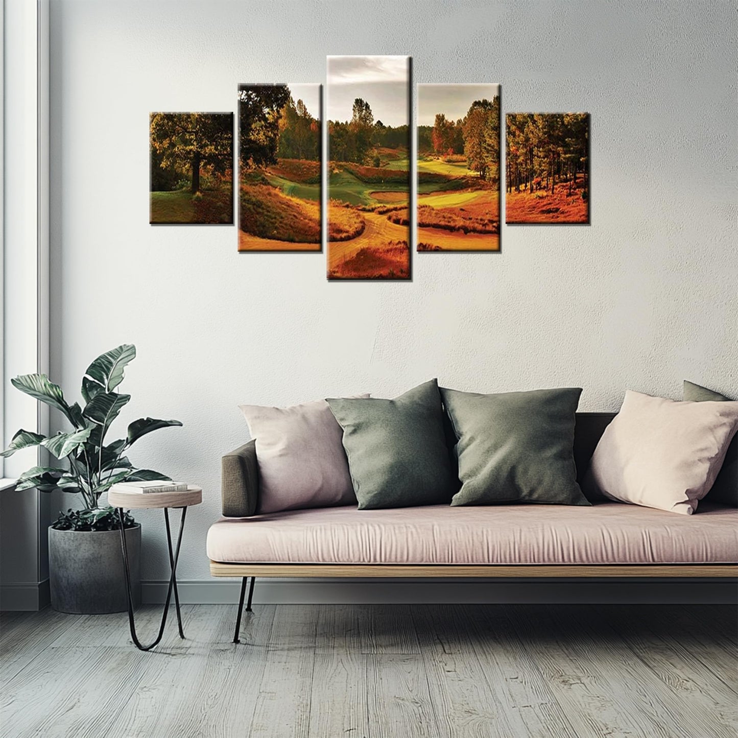 North Carolina Golf Course Wall Art Tobacco Road Golf Club Canvas Print for Living Room Picture Frame Golfing Artwork Wall Decor Holiday Gift Painting Poster Home Decoration(60''Wx32''H)