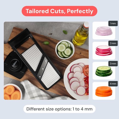 Fullstar 2 in 1 Stainless Steel Mandoline - Adjustable Thickness Vegetable Slicer | Julienne Blade for Easy Meal Prep