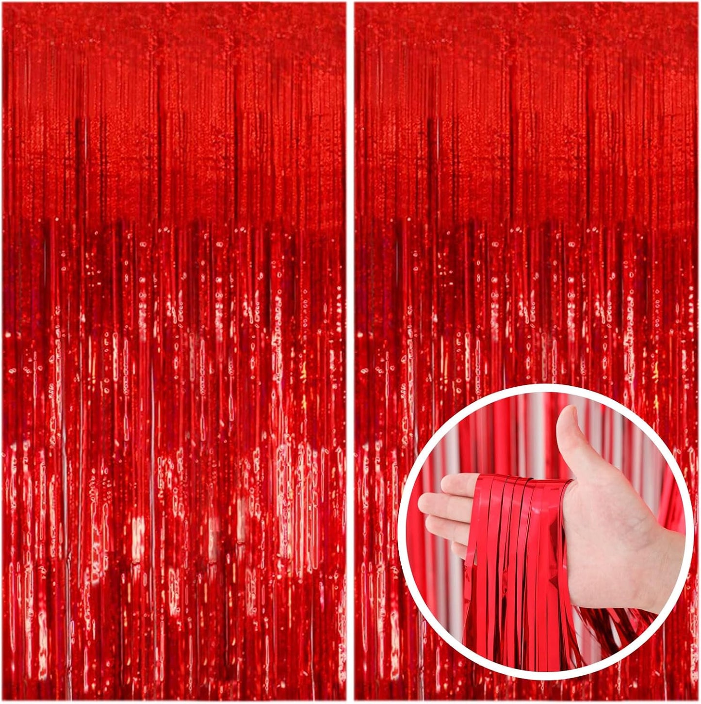 Regine Switzerland 2-Pack Red Streamers | Foil Fringe Backdrop Curtains for Parties & Celebrations