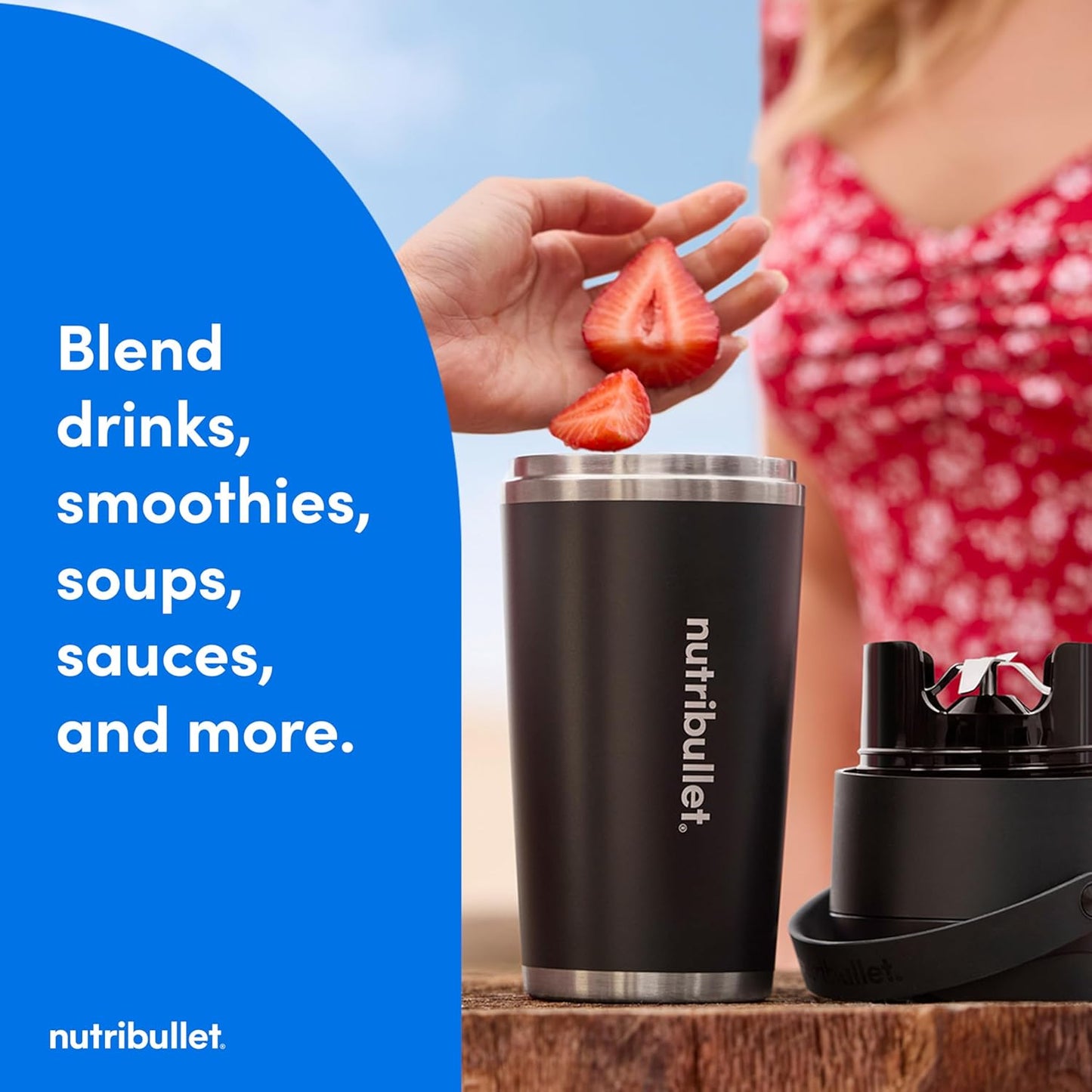 Nutribullet Flip Portable Blender - Cordless Design with Insulated Cup | Sleek Black Finish