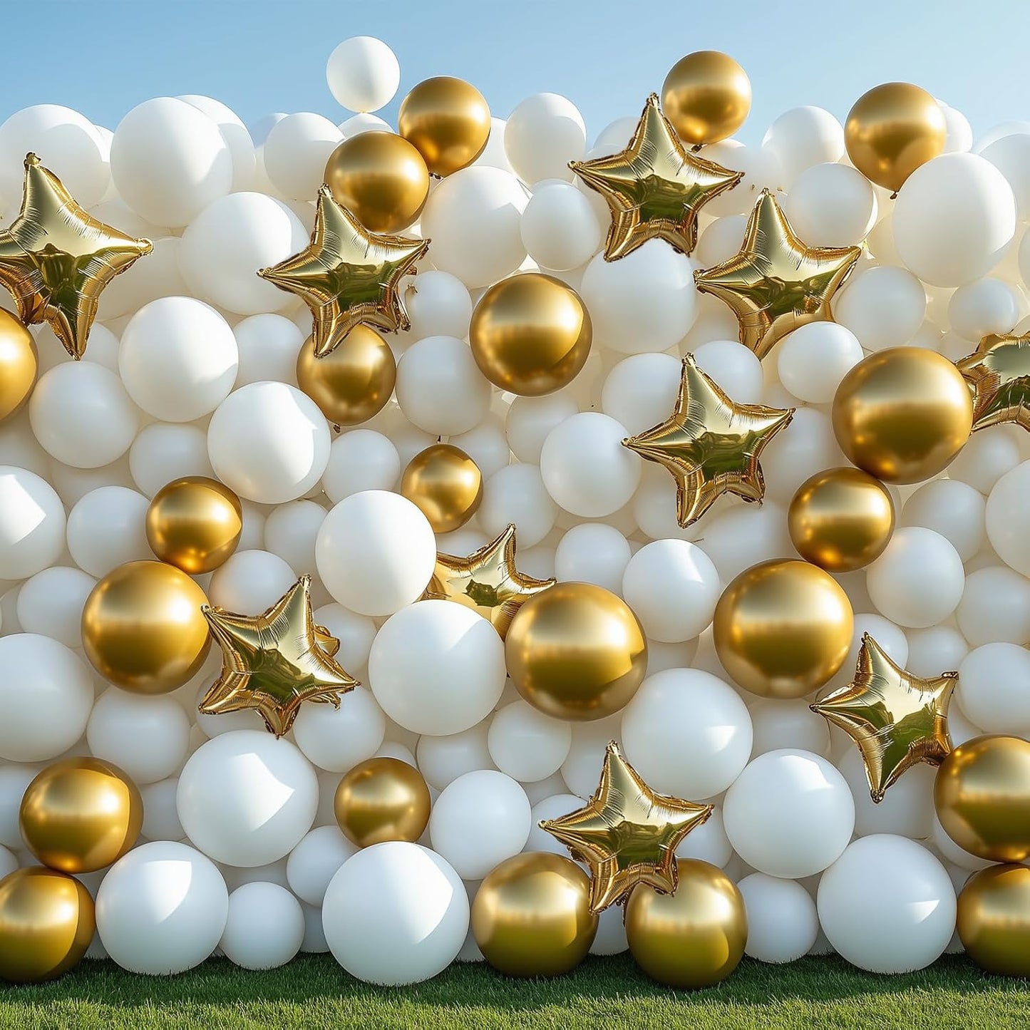 RUBFAC White Balloons - 129-Piece Set in Various Sizes | Perfect for Engagements, Weddings & Parties