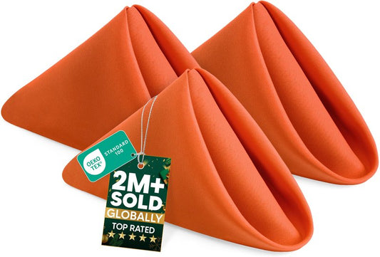 Utopia Home [288 Pack, Orange] Cloth Napkins 20x20 Inches, 100% Polyester Hemmed Edges, Washable and Reusable Ideal for Parties, Weddings and Dinners