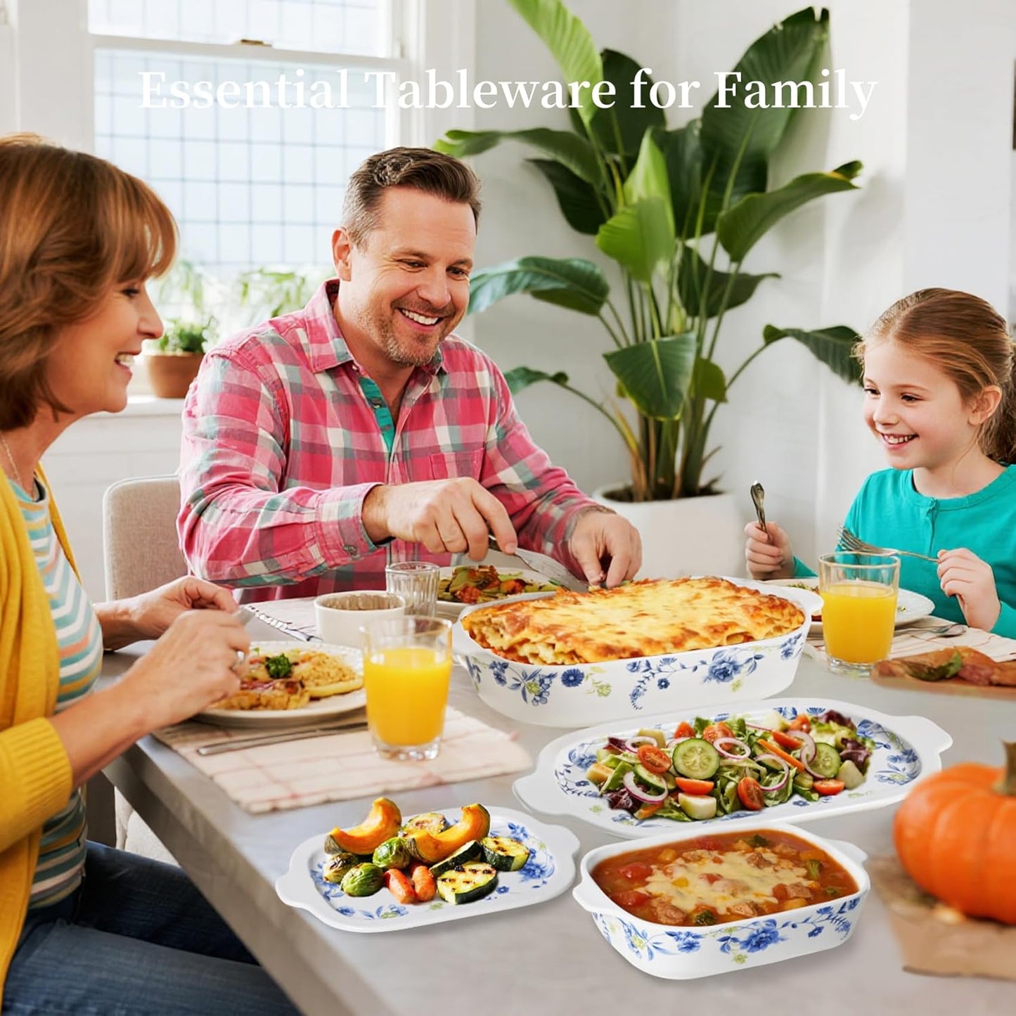 Skiennix Ceramic Casserole Dish Set - 4-Piece Bakeware with Lids | Oven & Microwave Safe, 13x8 & 9x6 Inch