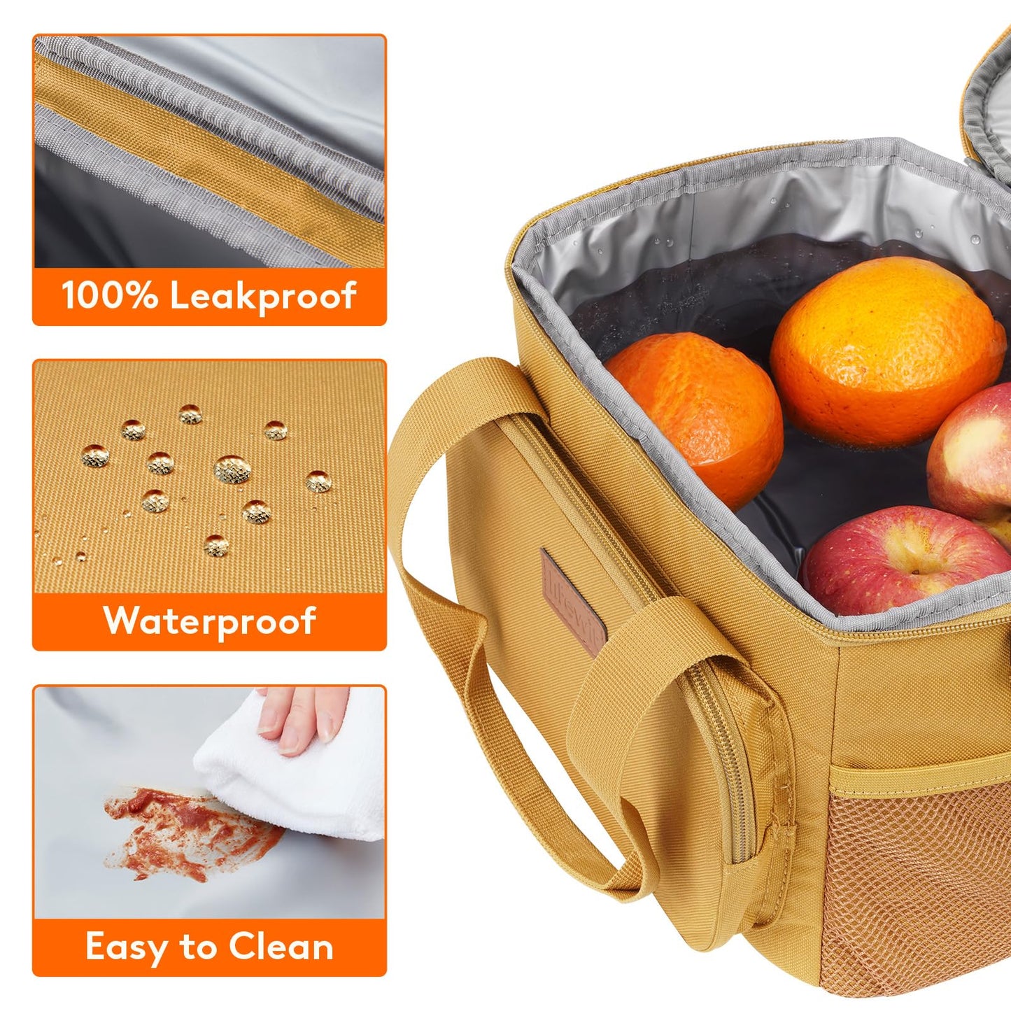 Lifewit Medium Lunch Bag, Insulated Lunch Box, Soft Cooler Cooling Tote for Adult Men Women, Brown 12-Can (9L)