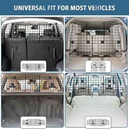 FEED GARDEN Dog Car Barrier - Adjustable Heavy-Duty Wire Mesh Pet Divider for SUVs & Trucks | Triple Folding (36.6"-60.6")