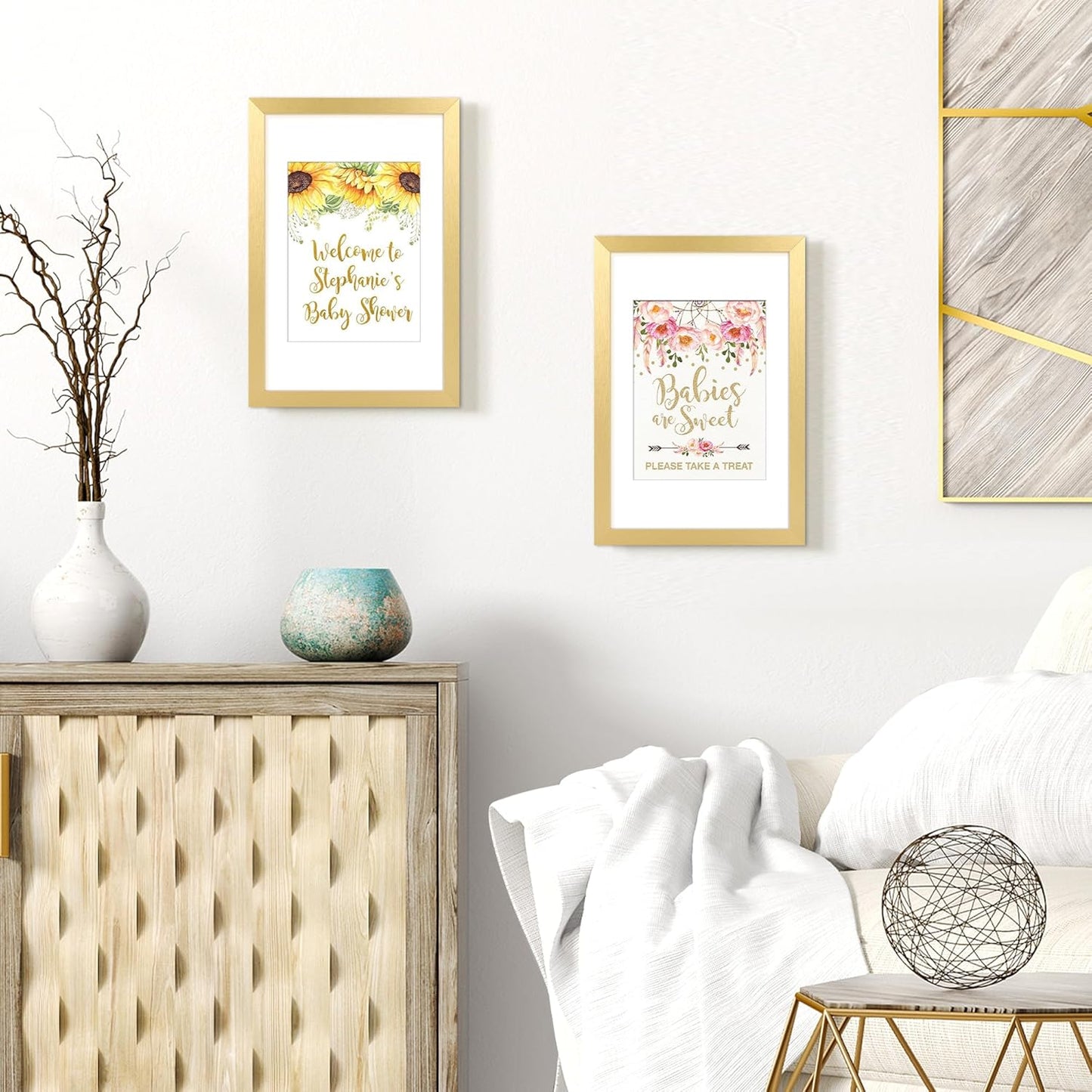 Upsimples 8x12 Picture Frame - Elegant Gold Wall Hanging Frame for 6x8 Photos with Mat