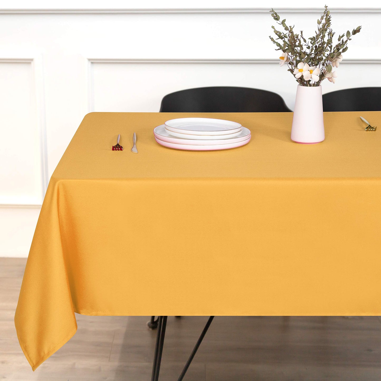 sancua Rectangle Tablecloth - 54 x 120 Inch - Stain and Wrinkle Resistant Washable Polyester Table Cloth, Decorative Fabric Table Cover for Dining Tables, Buffet Parties and Camping, Gold