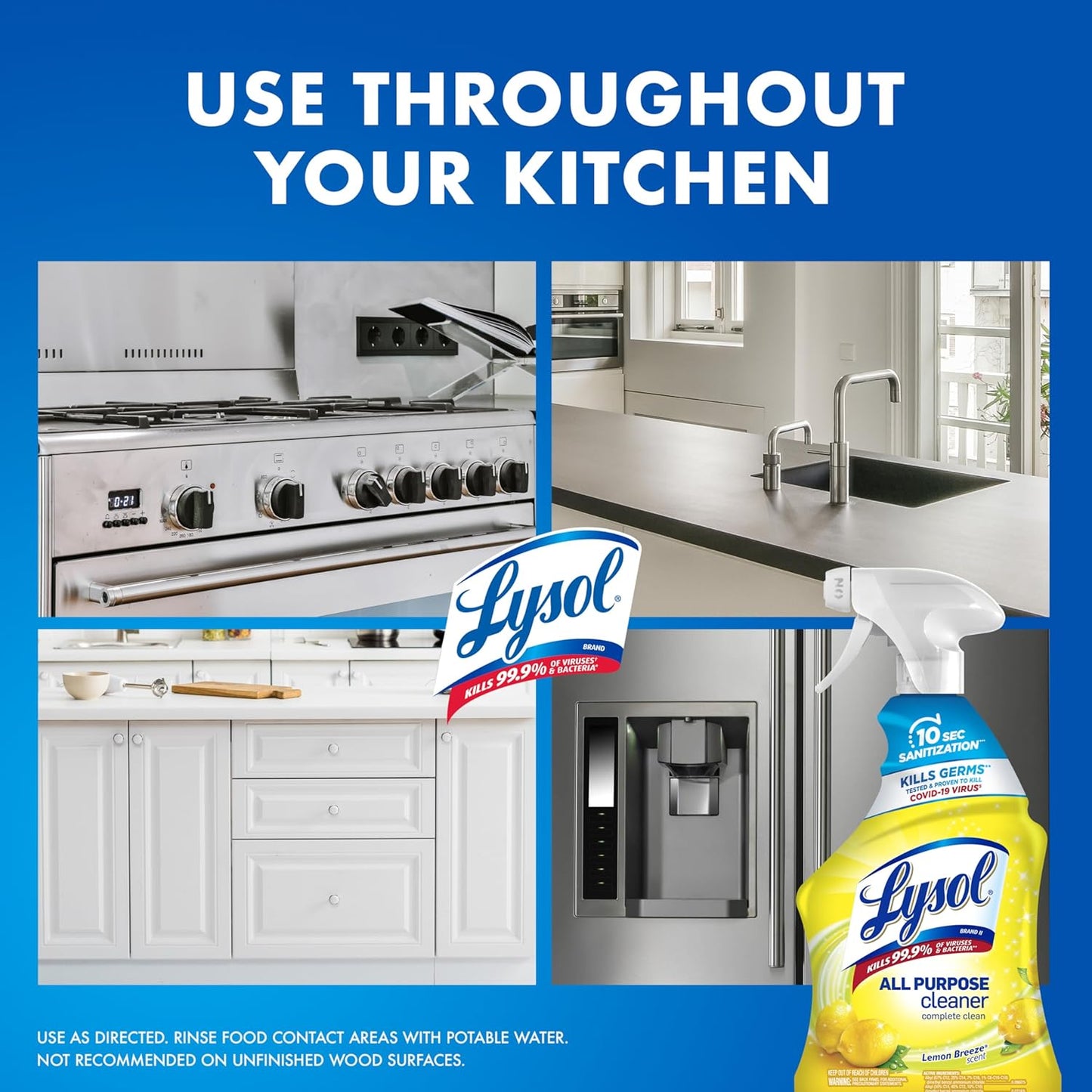 Lysol All-Purpose Cleaner Spray - Multi-Purpose Disinfectant with Lemon & Island Breeze Scents | 32 Fl Oz (Pack of 3)
