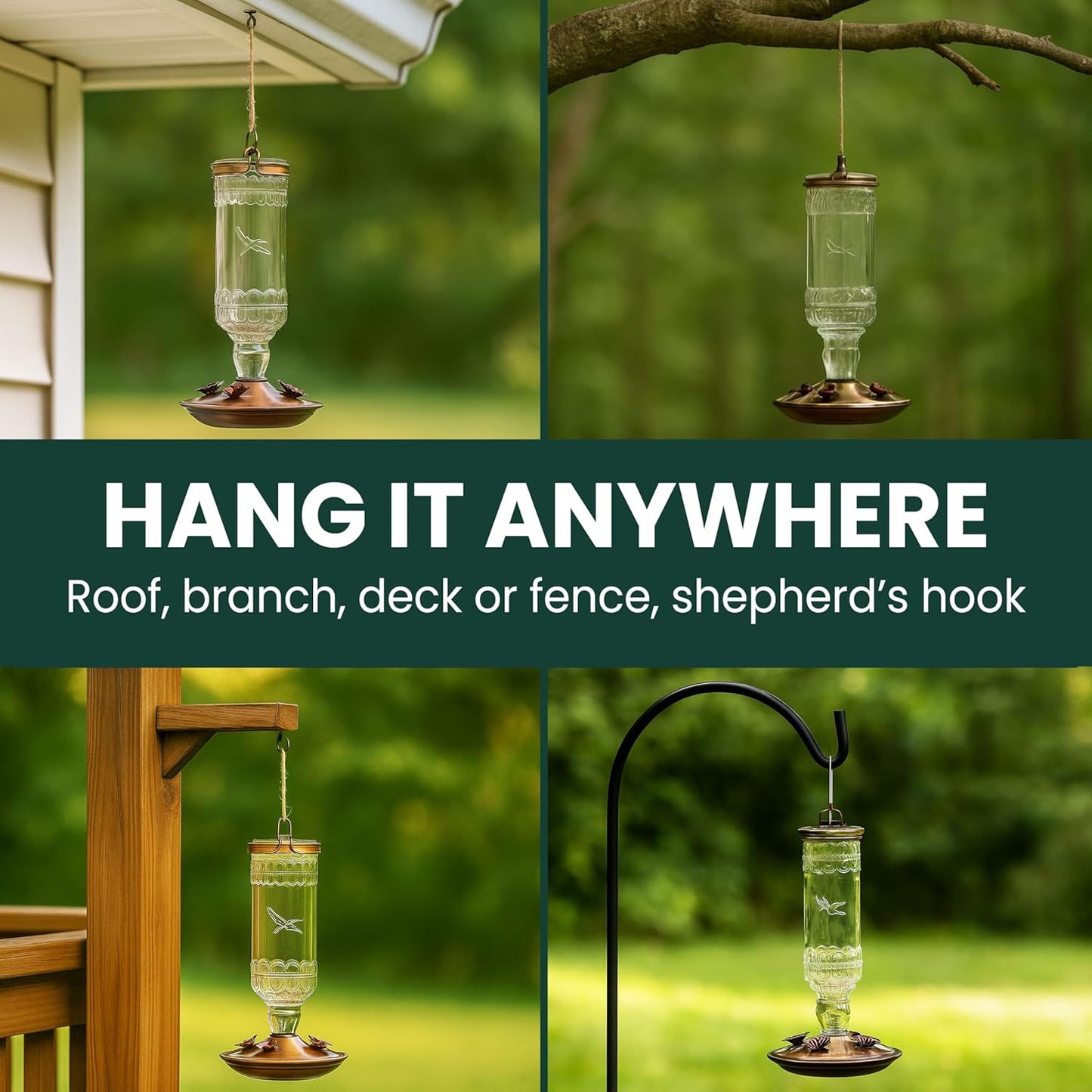 Perky-Pet Hummingbird Feeder - Antique Glass Bottle Design | 10 Fl Oz Nectar Capacity - Durable Outdoor Décor