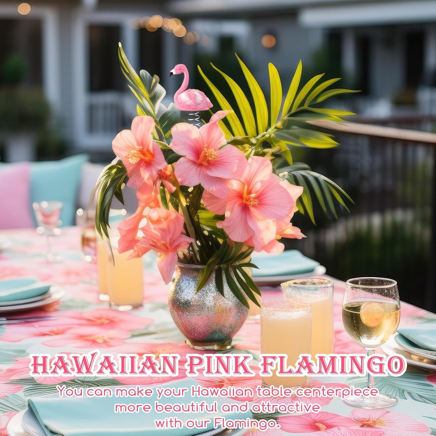 Queekay Mini Flamingo Ornament - 4 Inch Pink Tropical Tree Topper for Summer Parties & Weddings