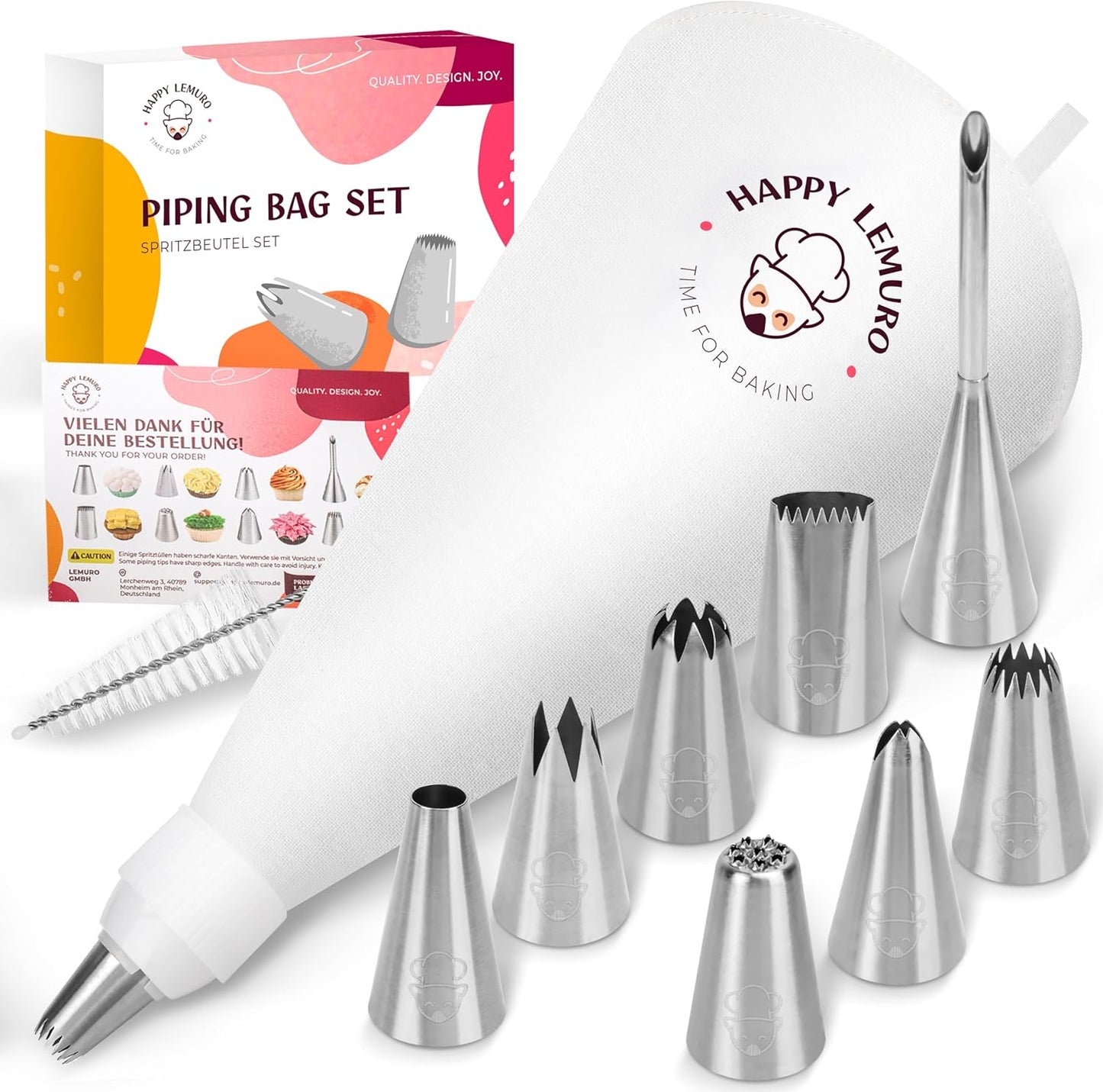 Premium Reusable Piping Bags Set by [Brand Name] - 16" Cotton Pastry Bag with 8 Large Icing Tips | Dishwasher Safe