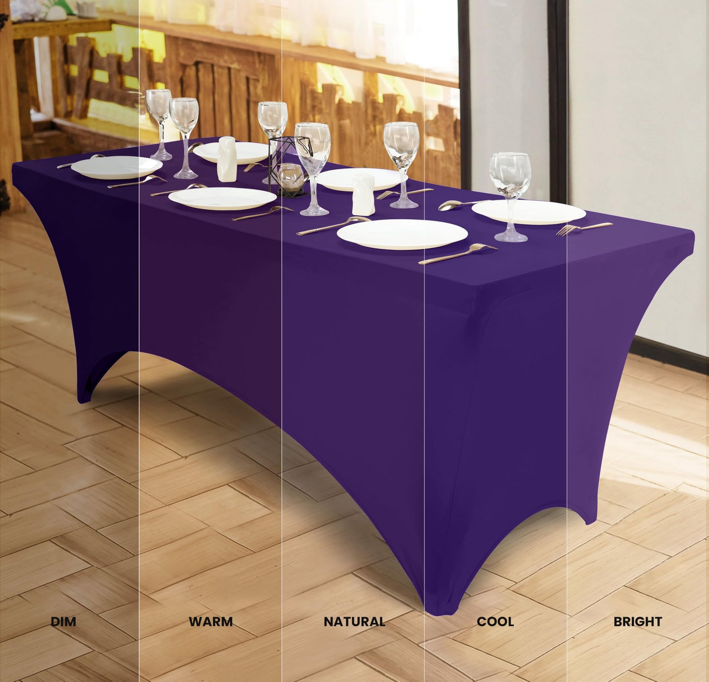 Utopia Kitchen Spandex Tablecloth 2 Pack [6FT, Purple] Tight, Fitted, Washable and Wrinkle Resistant Stretch Table Cloth Rectangle Cover for Trade Show, Weddings & Parties [72Lx30Wx30H Inch]