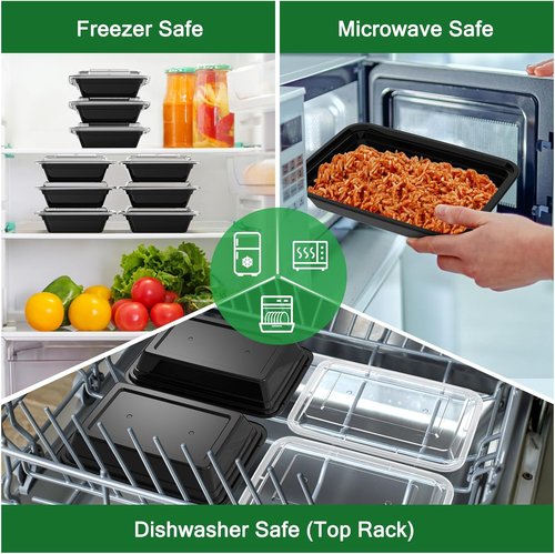 Dealusy 28 oz Meal Prep Containers - 50 Pack of Reusable, Leakproof Food Storage with Lids | Microwave & Dishwasher Safe