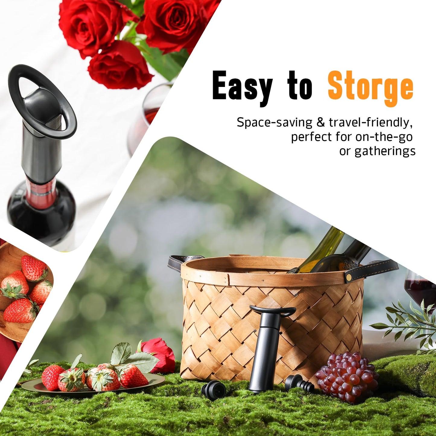 OWO Wine Vacuum Pump and 8 Stopper, Wine Saver & Preserver, Reusable Air Remover Pump Keeps Fresh