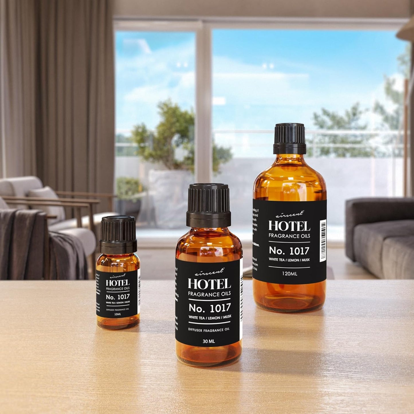 AirScent Hotel Diffuser Oil No. 1017 | White Tea Lemon Cedar Wood - Premium Fragrance for Ultrasonic Diffusers - 10 mL Glass Bottle