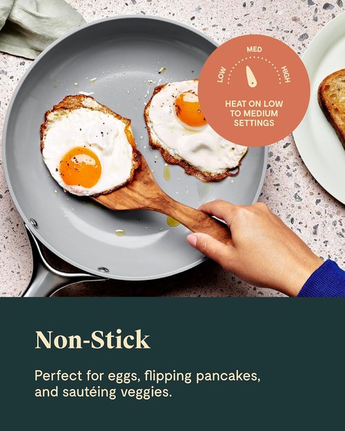 Caraway Ceramic Fry Pan Duo - Non-Stick Frying Pans (10.5” & 8”) | Non-Toxic, Oven Safe, Navy