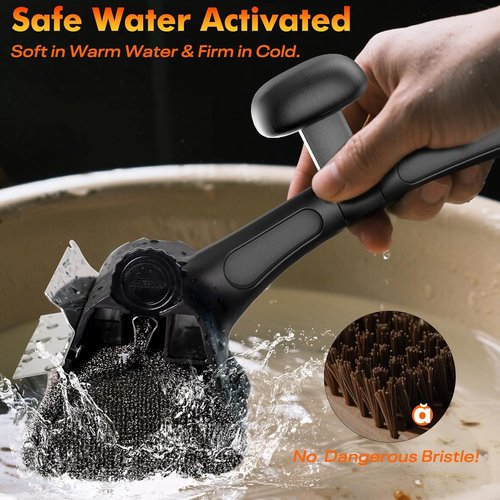 BBQ Grill Brush - Bristle-Free Cleaner with Replaceable Heads for Cast Iron & Stainless Steel Grates