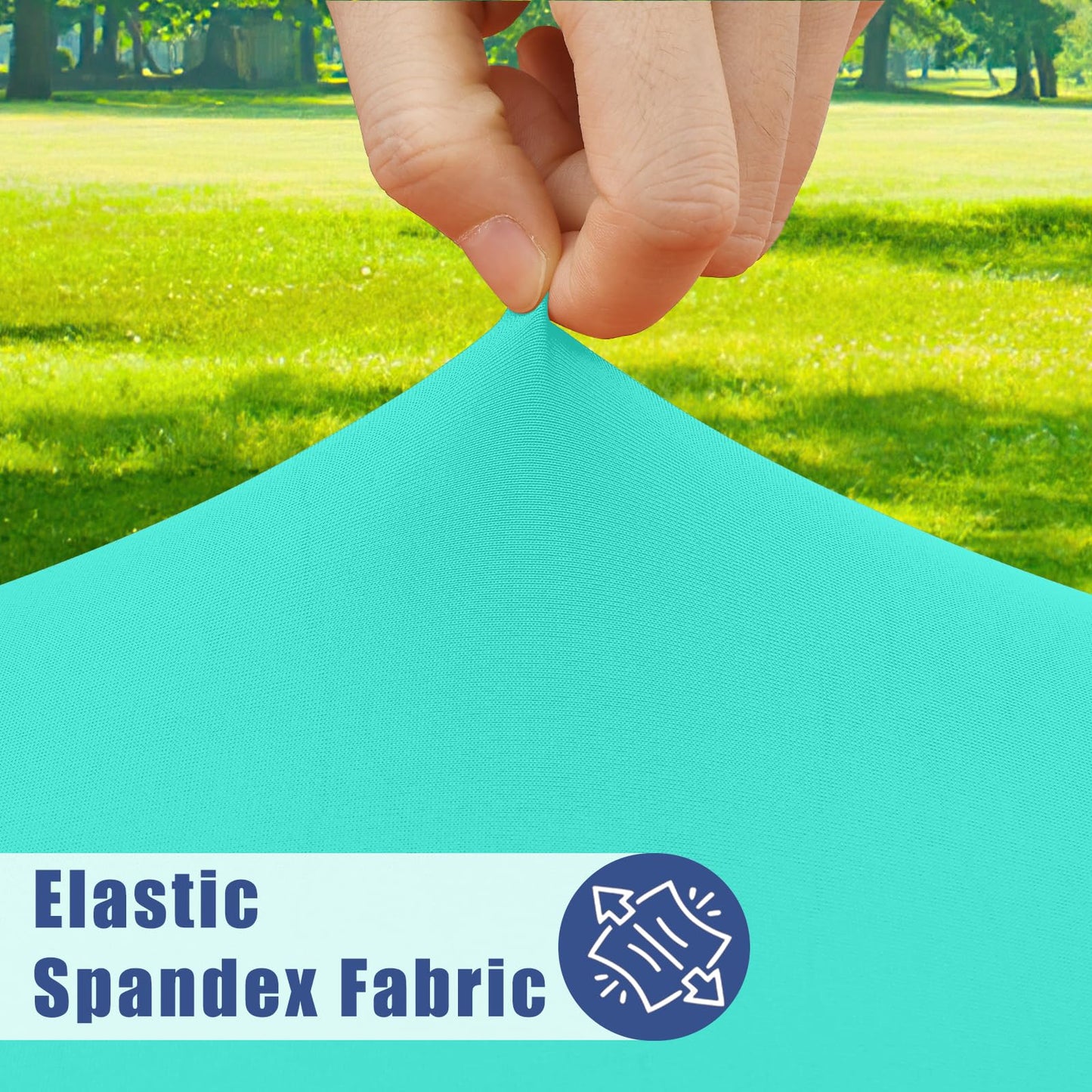 Moosfor Round Spandex Tablecloth, Elastic Fitted Waterproof Tablecloths for 25"-30" Tables, Stretch Washable Picnic Table Cover for Camping, Dining, Indoor and Outdoor,Aqua Blue