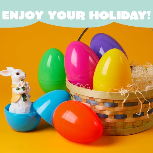 JOYIN 12 Pcs Large Plastic Easter Eggs, 6 Inches Colorful Jumbo Eggs Fillable for Easter Themed Hunt Basket Stuffers Fillers Filling Treats Party Favor Classroom Prize Supplies