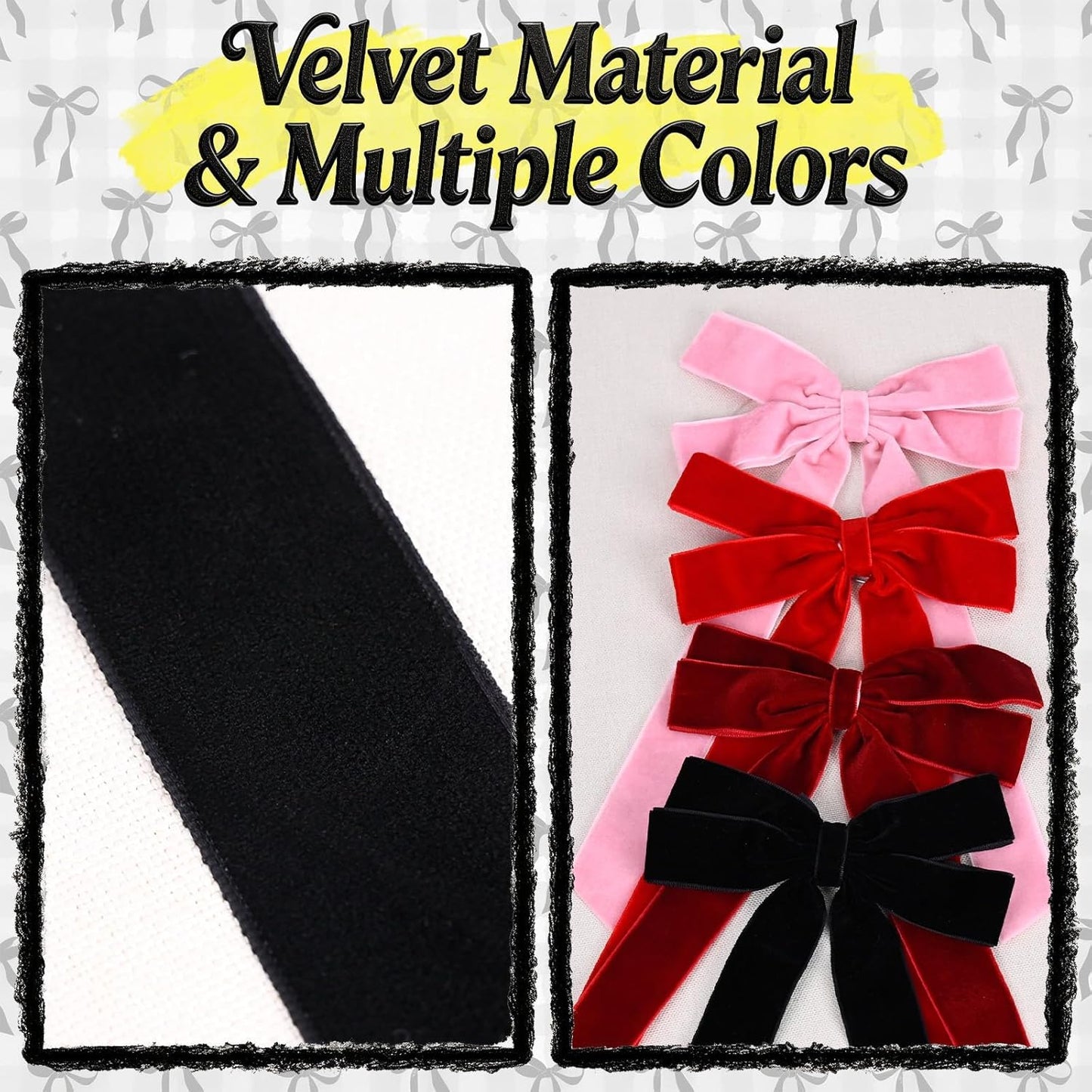 Skiennix Velvet Bows - 12 Pcs Pink & Black Pre-Tied Ribbon Bows for Y2K Coquette Decor | Ideal for Bachelorette & Sweet 16 Parties
