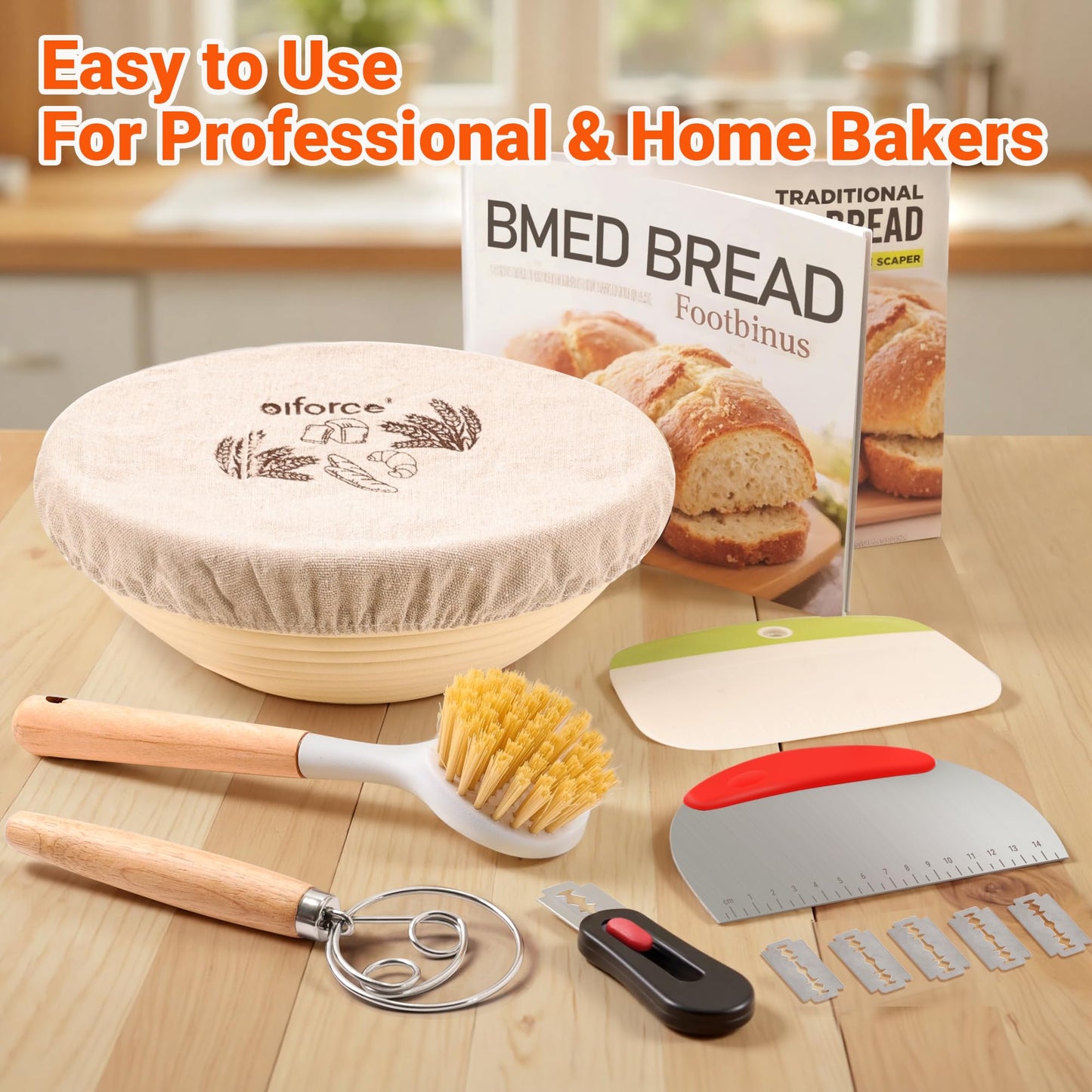 Olforce Banneton Sourdough Proofing Basket Kit,10"Round & 11"Oval Proofing Basket with Liners & Covers,Bread Baking Supplies for Home or Professional Sourdough Bakers Baking Tool