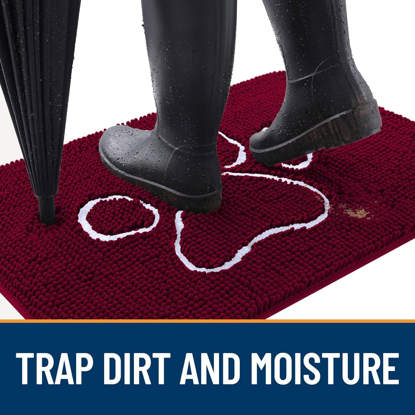 OLANLY Dog Door Mat - Absorbent Non-Slip Mud Mat for Paws | 40x32 Paw Print Design in Burgundy