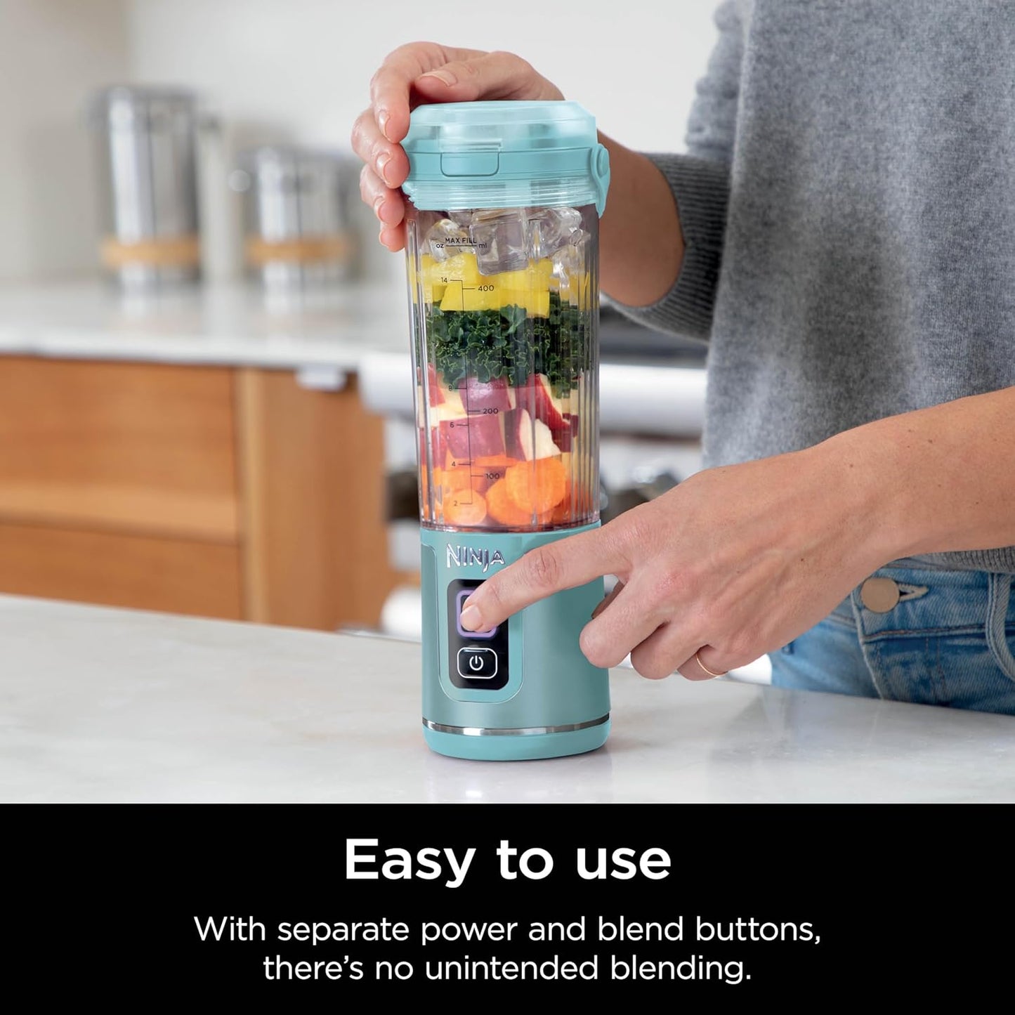 Ninja Blast Portable Blender - Cordless 18oz Personal Blender for Smoothies & Shakes | BPA-Free, USB-C Rechargeable, Tinted Aqua