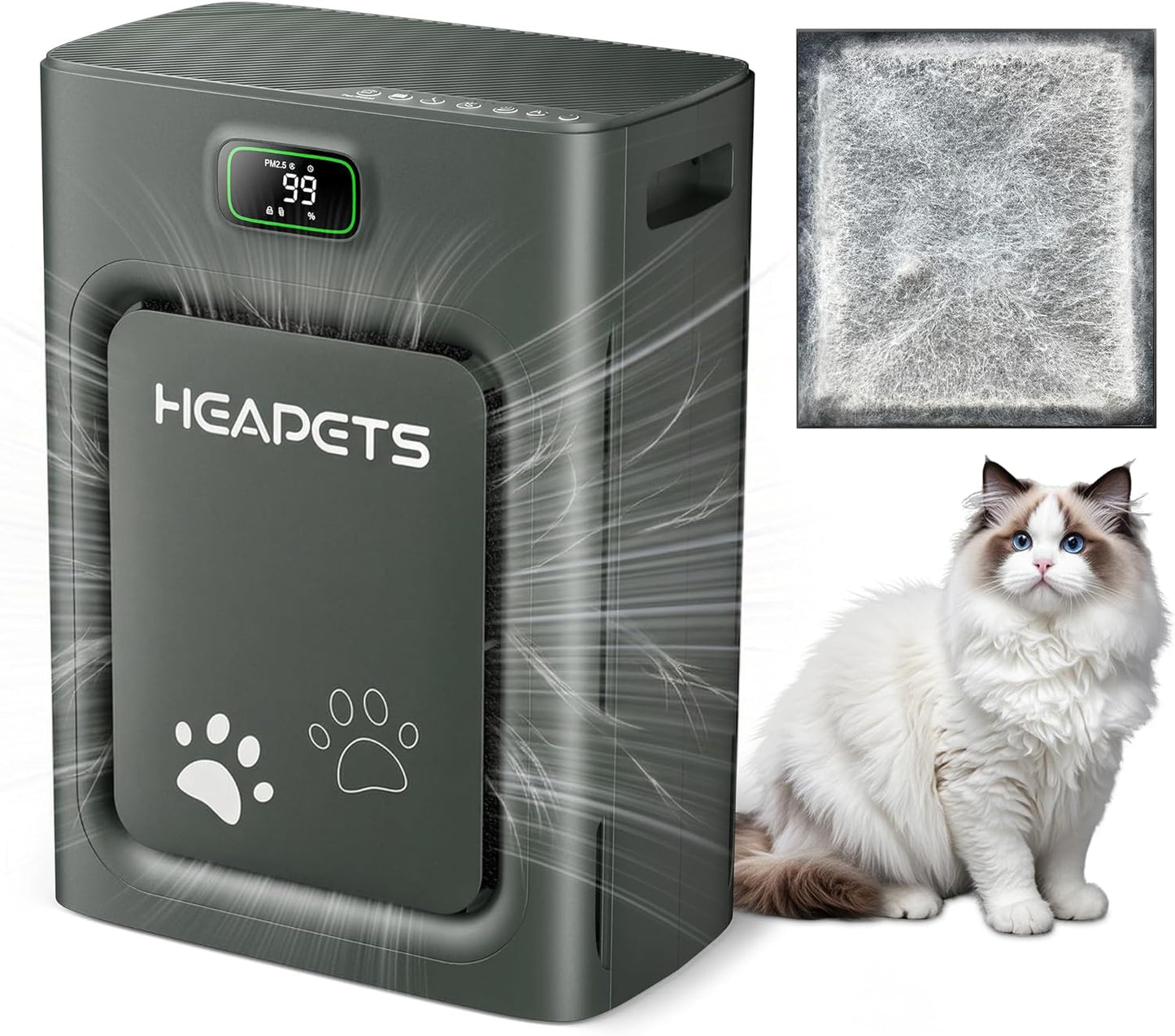 Skiennix Pet Air Purifier - H13 HEPA Filter for Large Rooms Up to 2500 Sq Ft | Removes Pet Hair, Dander & Odors