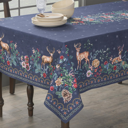 Maison d' Hermine Table Cloth Rectangle Table 100% Cotton 60 x 120 Inches Fall Tablecloth Reusable Everyday Use for Thanksgiving Christmas Decorations Dining Farmhouse Party (Christmas Joy)