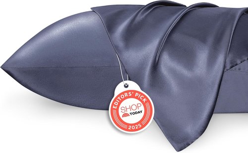 Bedsure Satin Pillowcase - Luxurious Silk-Like Feel | Standard Size 20x26 Inches, Blue Granite, 2 Pack