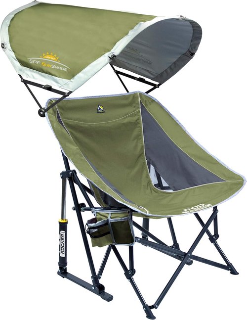 GCI Outdoor Pod Rocker - Comfortable Outdoor Rocking Chair with Sunshade Canopy | Portable Design