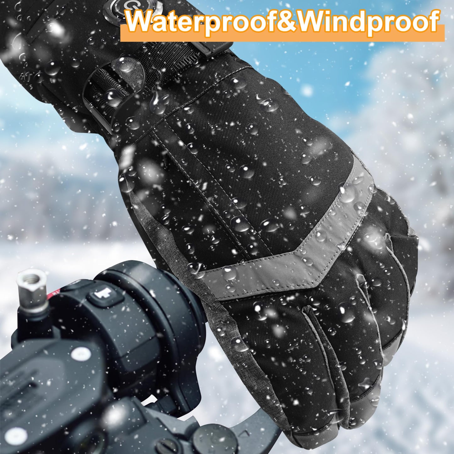 Rabbitroom Upgraded 5V 6000mAh Rechargeable Heated Gloves for Men Women, 3 Heating Levels Waterproof Non-Slip Design Ideal Hand Warmers Perfect for Hunting Skiing Driving Fishing Outdoor Work(Medium)