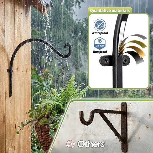 AJART Heavy-Duty Plant Hanger - 50 Lbs Capacity for Large Baskets or Feeders - 12 Inch Rustproof Iron Wall Hooks | 2 Pack
