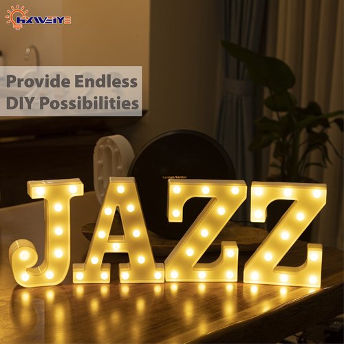 HXWEIYE LED Marquee Letters Lights Sign Z, 26 Alphabet Light Up Letter and Number 0-9 Number Warm White Led Letters for Bar Party Birthday Home Wedding Décor