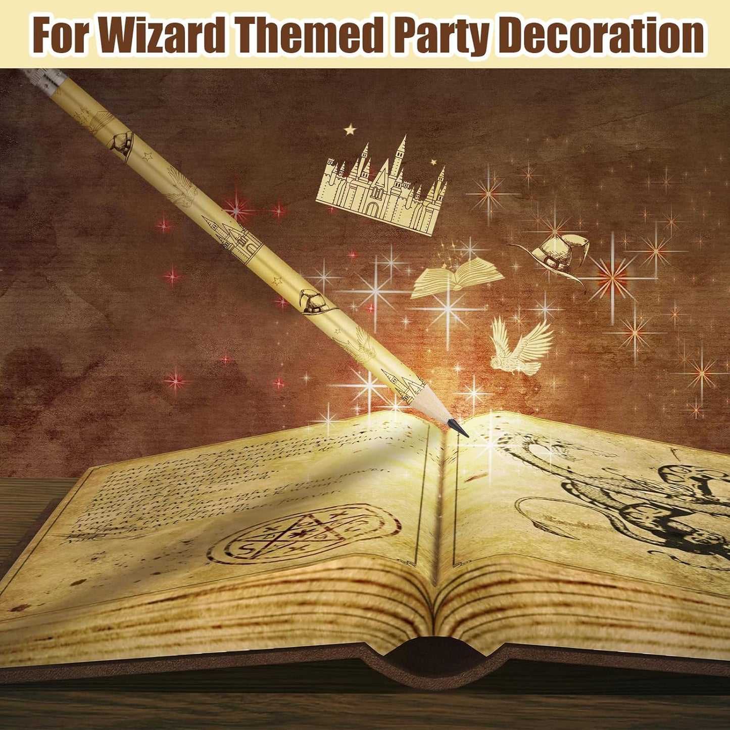 Tenceur Wizard Party Favors - 100 Magical Castle Pencils with Eraser Heads | Perfect for Kids' Birthday Goodie Bags